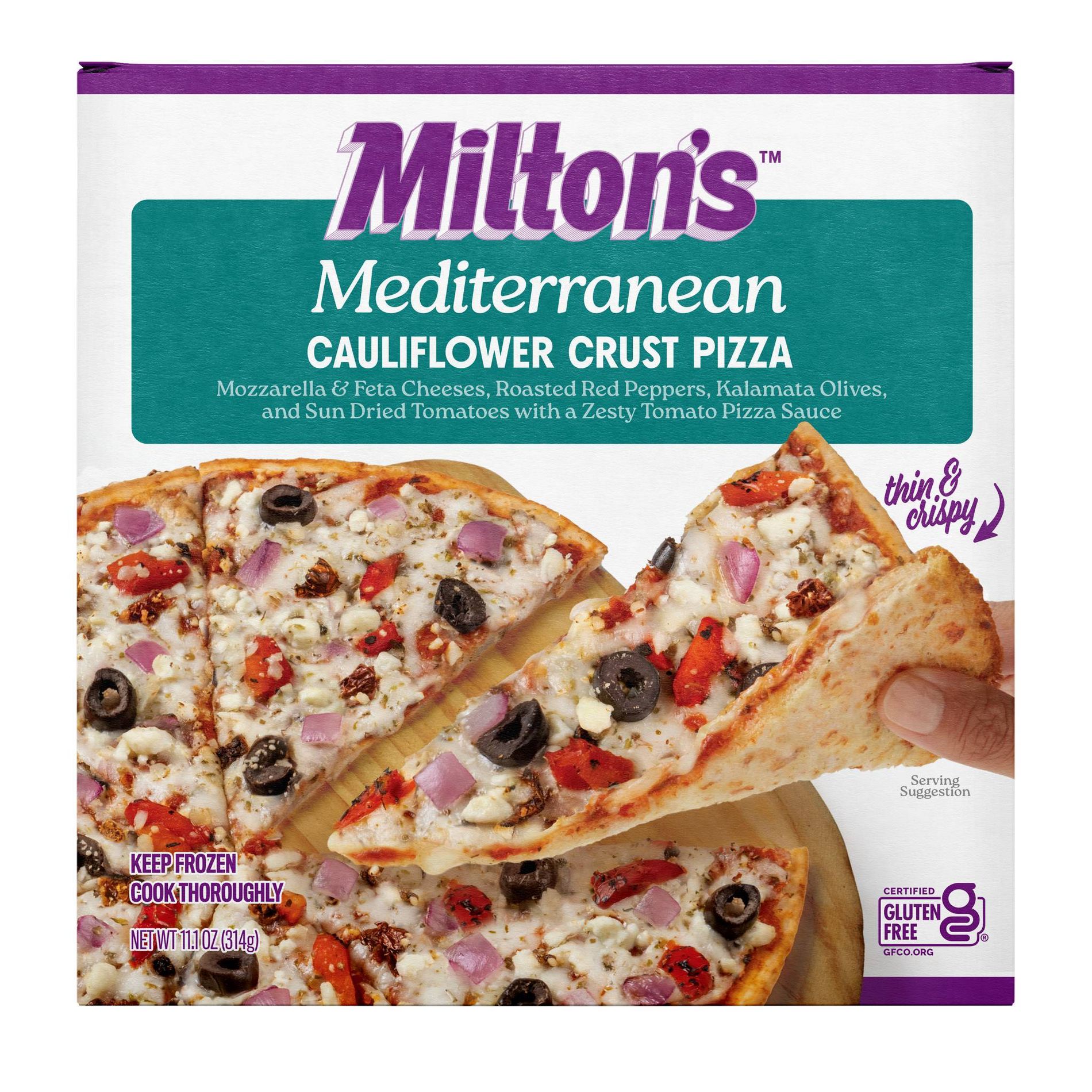 Milton's Craft Bakers Frozen Mediterranean Cauliflower Crust Pizza - 11oz