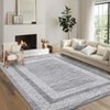 Indoor Modern Bordered Solid Color Area Rugs for Bedroom Living Room Easy Care Washable Soft Low Pile Non Slip Foldable Carpet - 2 of 4