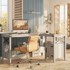 Bestier 60” Farmhouse Desk  L Shaped Computer Desk, Home Office Desk with Cabinet - 2 of 4