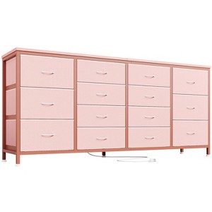 GustoWave 14 Drawer Dresser, 63" Fabric Dresser TV Stand with Power Outlet for 75" TV, Long Entertainment Center for Bedroom, Closet, Living Room - 1 of 4