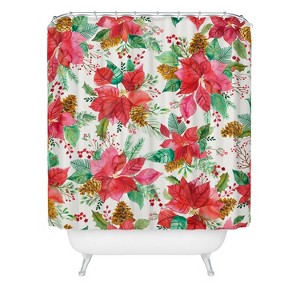 Ninola Design Poinsettia holiday flowers Shower Curtain - Deny Designs - 1 of 3