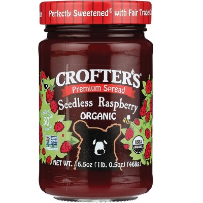Crofter's Organic Premium Spread - Seedless Raspberry 16.5 oz Jar.