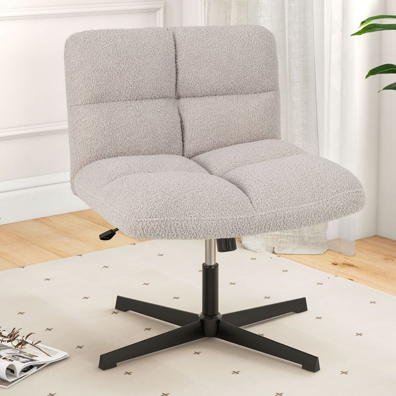 Costway Armless Office Desk Chair Modern Swivel Vanity Chair with Adjustable Height Grey/Brown/Beige, 2 of 11