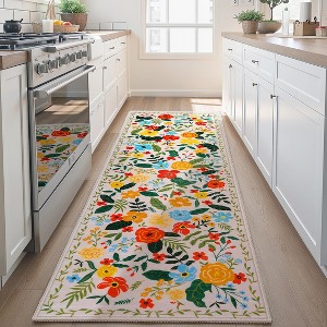 Joyfy Area Rugs for Living Room Non-Slip Washable Large Rug with Rubber Backing Soft Boho Floral Carpet for Bedroom Kids Nursery Dining Room - 1 of 4