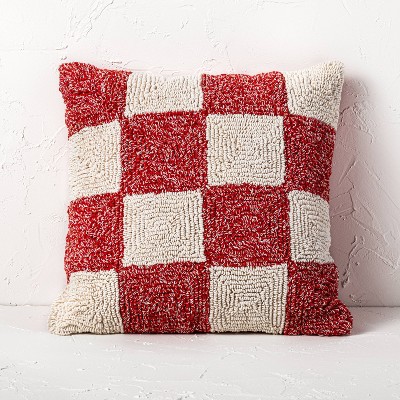 18"x18" Cotton Tufted Christmas Checkerboard Oblong Lumbar Decorative Pillow - Opalhouse™ designed with Jungalow™