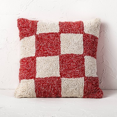 18"x18" Christmas Checkerboard Pillow