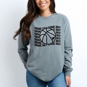 Simply Sage Market Women's Basketball Game Day Stacked Long Sleeve Garment Dyed Tee - 1 of 4