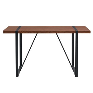 TiramisuBest Industrial Rectangular Walnut Wood Grain Dining Table, 1.5" Thick Top&Black Metal Legs, 4-6 Person for Desk/Kitchen/Patio/Dining Room - 1 of 4