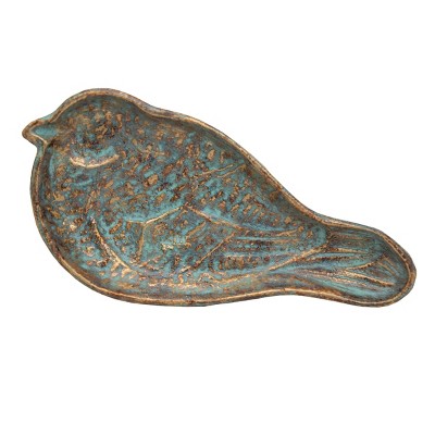 4.72" x 8.86" Abeline Patina Antique Cast Iron & Bronze Bird Shaped Decorative Jewelry Rings Earrings Trinket Tray Holder