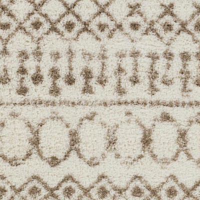 Gray and Cream Plush Polyester Rectangular Area Rug