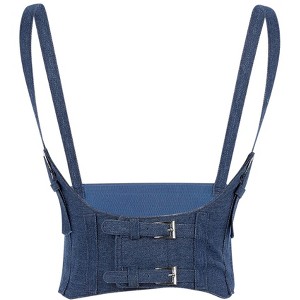 INSPIRE CHIC Women's Elastic Wide Waist Belt, Steampunk Underbust Corset Belts Faux Leather/Denim for Dress - 1 of 4