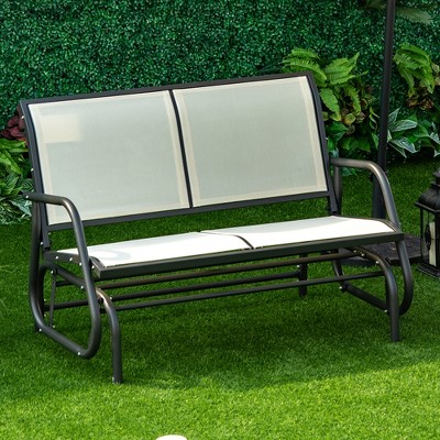VYNXARIA Outsunny 2-Person Outdoor Glider Bench - Elegant Beige Double Swing Rocking Chair