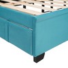 Okak Queen Size Velvet Platform Bed Frame with Big Storage Drawer Upholstered Modern Bed with Wingback Headboard Easy to Assemble, Blue - 4 of 4