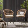PAGED 17.5" Boho Industrial Patio Accent Chairs, Dining Chairs with 2 Cushions, Outdoor Lounge Chairs for Backyard, Garden, Set of 2 - 2 of 4
