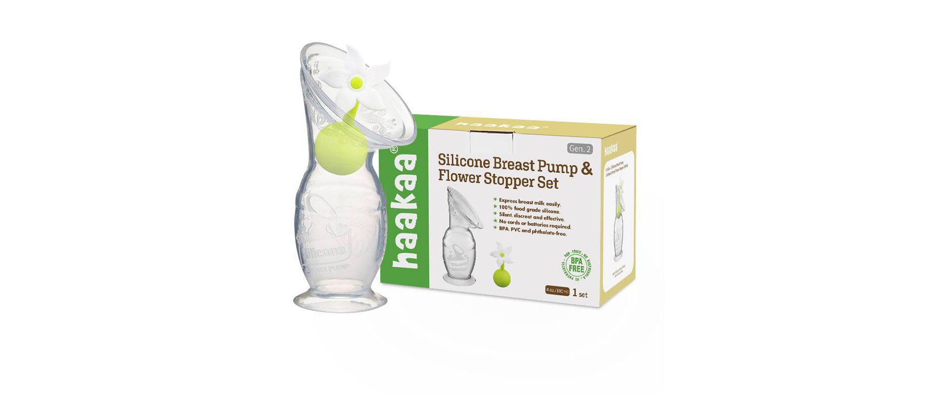 haakaa Breast Pump with Suction Base and Flower Stopper