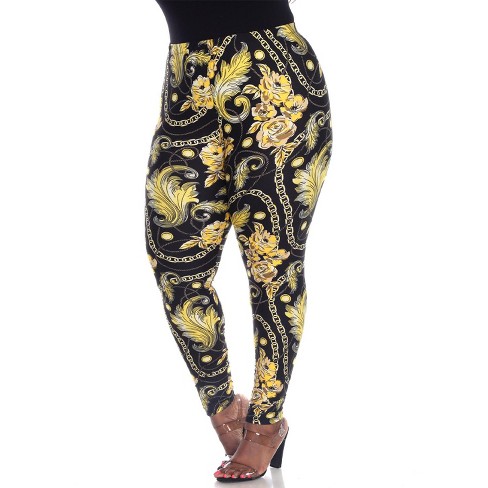 Women's Plus Size Super Soft Midi-rise Printed Leggings Black Army One Size  Fits Most Plus - White Mark : Target