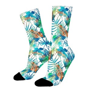 Dsane Tropical Leaves Women Printed Crew Socks Funny Funky Socks Soft Polyester Novelty Gifts for Artists Men - 1 of 1