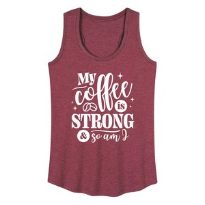 Women's - Instant Message - Strong Coffee Quote Graphic Racerback Tank - 1 of 4