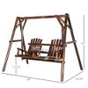 Wooden Porch Swing with Stand, 2-Seat Patio Swing Chair with Center Table, for Garden, Poolside - 3 of 4
