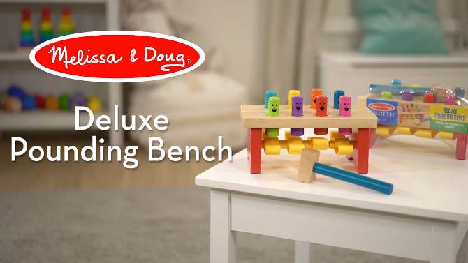 Melissa &#38; Doug Deluxe Pounding Bench Wooden Toy With Mallet, 2 of 14, play video