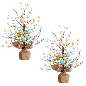 Nearly Natural 18-in Pre-Lit Artificial Easter Egg Twig Tree with 30 ...