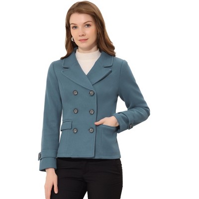 INSPIRE CHIC Women's Notched Lapel Double-Breasted Pea Coat
