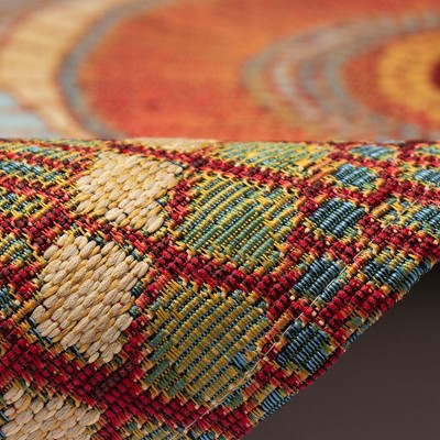 Saffron Round Flat Woven Synthetic Indoor/Outdoor Rug