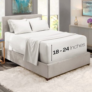 Hearth & Harbor 6 Piece Sheet Set, Extra Deep Pocket Sheets Fits Mattress up to 21", Soft Microfiber Sheets - 1 of 4