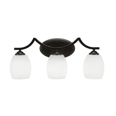 Toltec Lighting Zilo 3 - Light Vanity in  Dark Granite with 5" White Linen  Shade