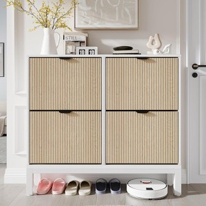 Garvee Shoe Cabinet with 4 Flip Drawers, Wooden Shoe Storage Cabinet, Freestanding Shoe Organizer with Adjustable Shelves for Entryway, Hallway - 1 of 4