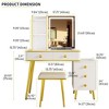 Fredees 3-in-1 Makeup Vanity: Charging Station, Stool, Sliding Mirror, 3 Lights, Storage - 2 of 4