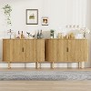 47" Fluted Sideboard Buffer Cabinet with Sliding Doors, Modern Wood Accent Storage Cabinet with Adjustable Shelves - 3 of 4