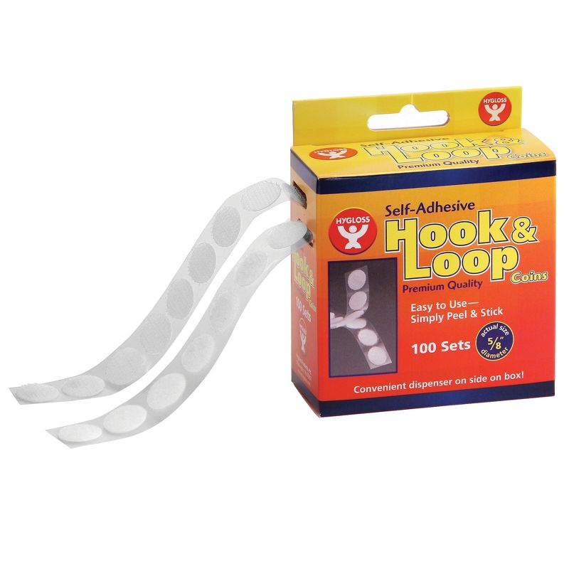 Hygloss® Self-Adhesive Hook & Loop Coins, 5/8", 100 Per Pack, 2 Packs, 2 of 3