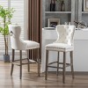 WestinTrends 29" Tufted Upholstered Velvet Bar Stool with Metal Footrest (Set of 2) - 2 of 4