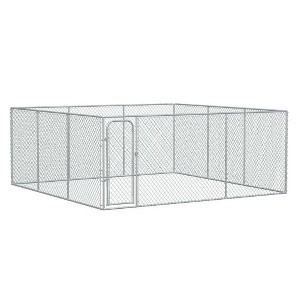 Resenkos Dog House, Doghouse Puppy Shelter,Large Dog Kennel,Outdoor Fence Dog Run with Galvanized Chain Link, Secure Lock Silver - 1 of 4