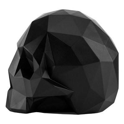 6" Black Origami Style Resin Skull Figurine