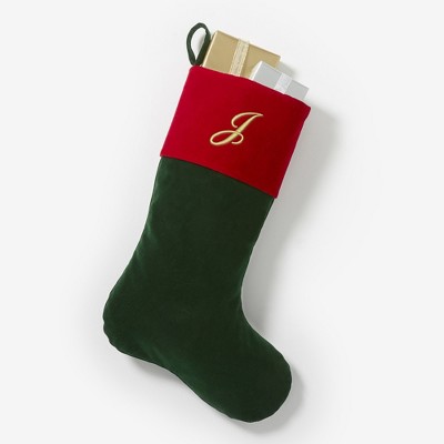 Personalization Mall Yuletide Elegance Embroidered Velvet Stocking, Green
