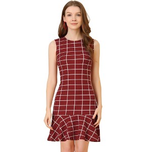 INSPIRE CHIC Women's Sleeveless Ruffle Hem Plaid Dress - 1 of 4