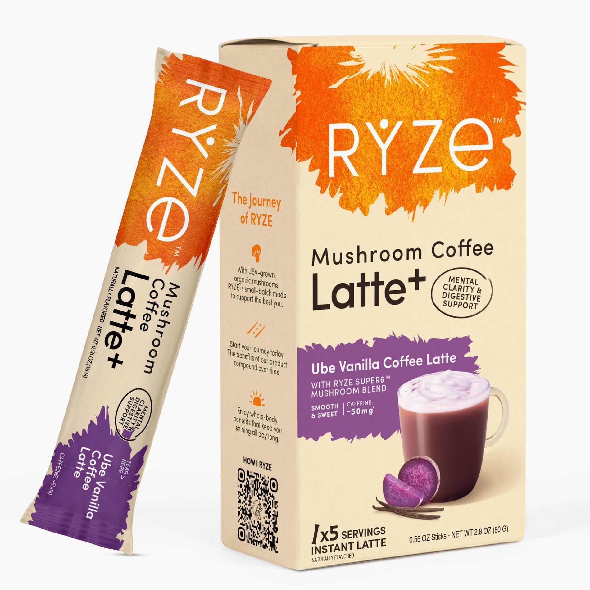 RYZE Ube Latte Mushroom Instant Coffee - 5ct