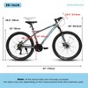Gulches 26 Inch Mountain Bike for Adults Teens 21 Speed High Carbon Steel Frame Outdoor Fitness Bicycle Blue and Gray - 4 of 4