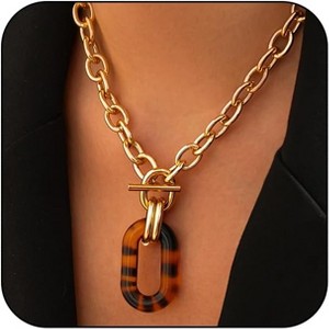 Chunky Gold Leopard Choker - Punk Acrylic Collar Necklace for Women - 1 of 4
