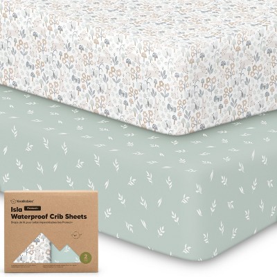 KeaBabies Isla Waterproof Crib Sheets for Boys, Girls, 2pk Baby Fitted Crib Sheet, Waterproof Crib Mattress Protector Sheets