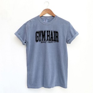 Simply Sage Market Women's Gym Hair Varsity Short Sleeve Garment Dyed Tee - 1 of 2