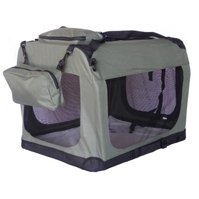 Sage Green Soft Sided Collapsible Dog Crate with Mesh Windows