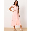 Seta T Women's Flutter Short Sleeve Tiered V Neck Elastic Waist Ruffle A-Line Maxi Dress - 2 of 4