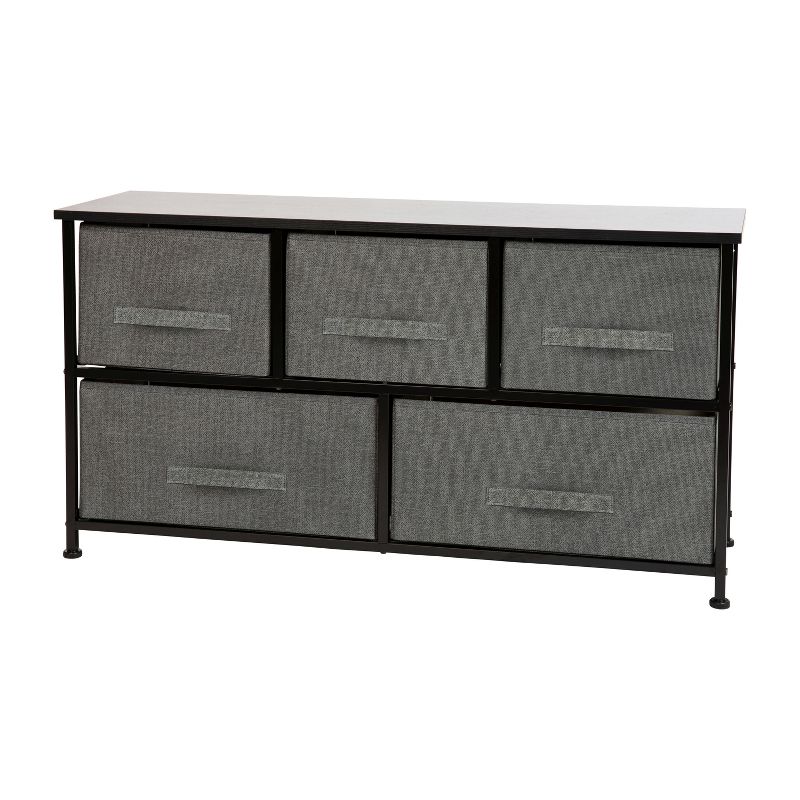 Emma and Oliver 5 Drawer Storage Chest with Wood Top & Dark Fabric Pull Drawers, 1 of 10