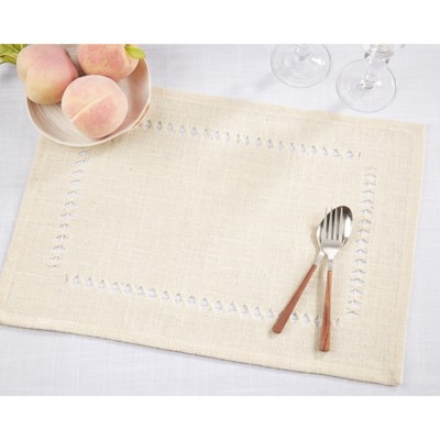 Ivory Jute Hemstitch Rectangle Placemats Set of 4