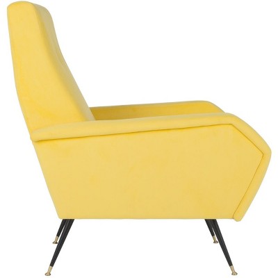 Aida Yellow Velvet Mid-Century Modern Accent Chair