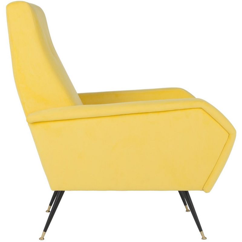 Aida Velvet Retro Mid-Century Accent Chair - Yellow Velvet - Safavieh., 4 of 8