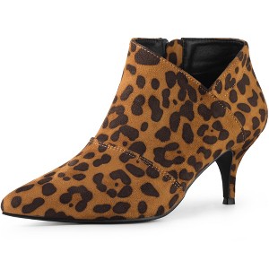 Perphy Women's Pointed Toe Side Zipper Cutout Kitten Heel Ankle Booties - 1 of 4